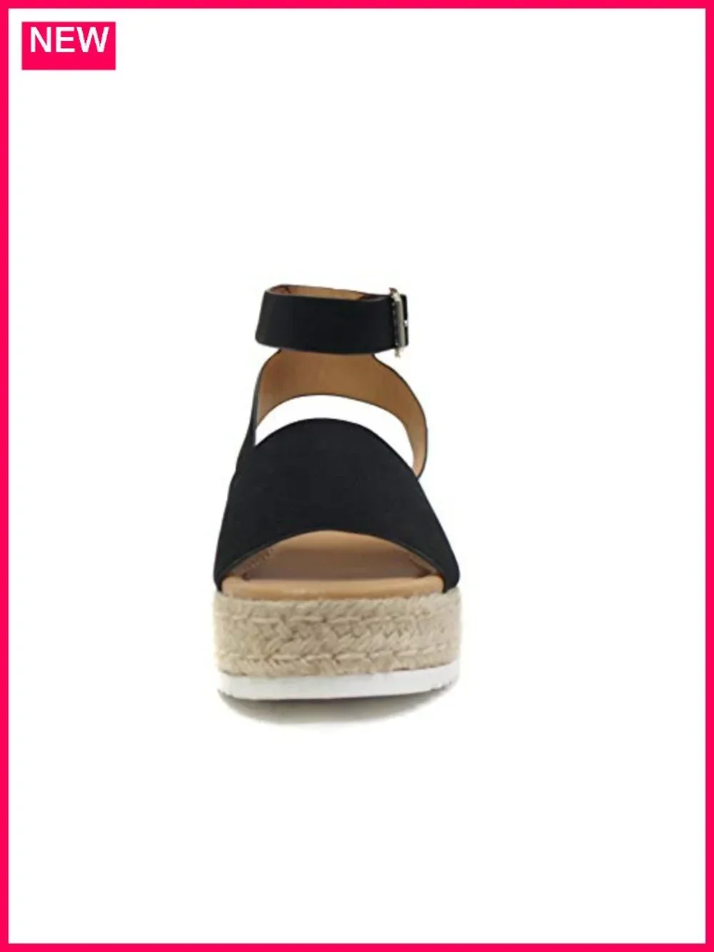 Open Toe Buckle Ankle Strap Espadrilles Flatform Wedge Casual Sandal